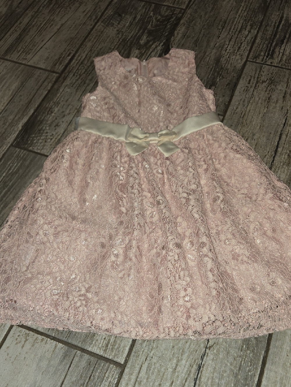 Girls' Pink Lace Party Dress with Ivory Bow
